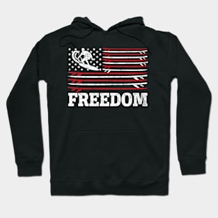 Patriotic Surfer American flag Surfboard USA vintage surfing Hoodie